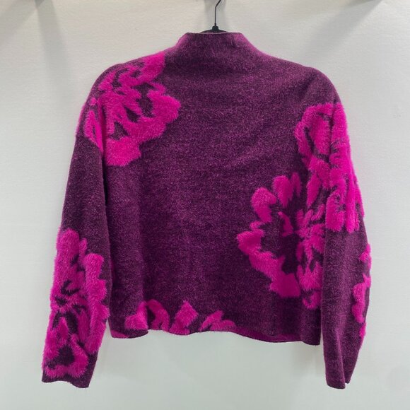 Anthropologie Fuzzy Floral Sweater Size XSmall - Picture 2 of 4